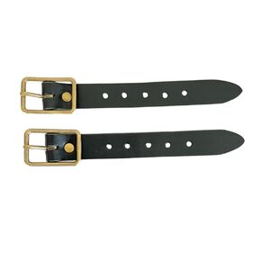 Kilt Extenders for Tight Fitting Kilts Black Leather Antique Brass Hardware (3/4 inch, 2 pc set)