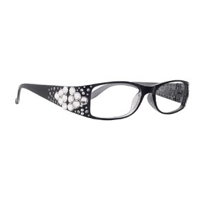 Merkel, The Diamond Crystal Shape, Bling Women Reading Glasses, Adorned with Clear Genuine European Crystals Black Frame. NY Fifth Avenue.