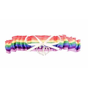 Ivory Rainbow Wedding Toss Bridal Prom Garter - Double Heart Charm…