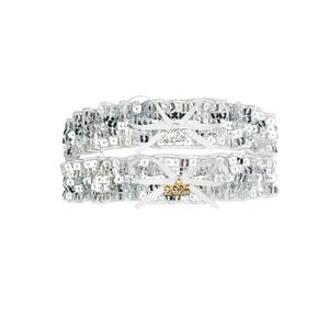 Silver Sequin Satin Prom Bridal Wedding Keepsake Toss Garter - 2025 Silver or Gold Charm