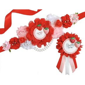 Strawberry Baby Shower Mom to be Sash, Strawberry Mom to Be Sash for Shower, Strawberry Theme, Strawberry Sash (Mom Sash and Dad Pin)