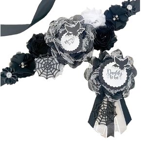 Halloween Bat Baby Shower Mom to be Sash, Halloween Bat Mom to Be Sash for Shower, Halloween Bat Theme, Halloween Bat Sash (Mom Sash and Dad Pin)