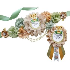 Lion Safari Baby Shower Mom to be Sash,Lion Safari Mom to Be Sash for Shower, Lion Safari Theme, Lion Safari Sash (Mom Sash and Dad Pin)