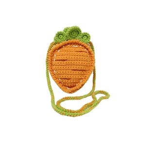 Cute carrot crochet bag girls crossbody bag, coin purse women crochet bag, knitted crochet handbag, crochet crossbody bag