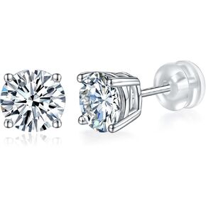 Moissanite Earrings for Women Men 18K White Gold Plated Round Cut Lab Created Diamond Halo Stud Earrings in Saudi Arabia