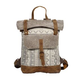 Premium Hair-on Leather Knit Rug Canvas Backpack | Real Leather Handmade Backpack | Women Outdoors Rustic Country | RMBB1