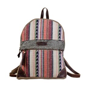 Premium Hair-on Leather Knit Rug Canvas Backpack | Real Leather Handmade Backpack | Women Outdoors Rustic Country | RMBB10
