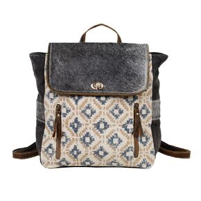 Premium Hair-on Leather Knit Rug Canvas Backpack | Real Leather Handmade Backpack | Women Outdoors Rustic Country | RMBB11