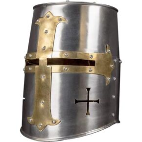 18 Gauge Steel Crusader Helmet – Premium Medieval Armor Replica for LARP, Historical Reenactments, and Authentic Costume Experiences