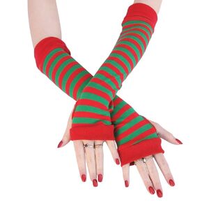 Christmas Elf Arm Warmers Red Green Stripes Women Men Kids