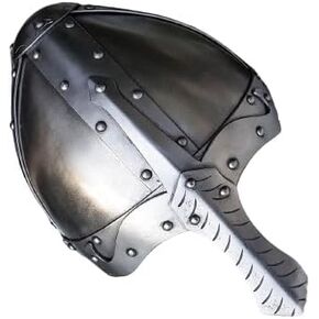 Medieval Norman Nasal Helmet in Silver Chrome Finish: Pre-Fitted Adjustable Helm for Men - Viking-Inspired Warrior Helmet, Adult Size, Model BattleHelmet012