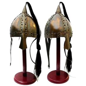 Medieval Viking Mask Armor Helmet with Stand: High-Quality Roman Knight Design for LARP and SCA Events, Ideal for Costume Displays and Decorative Décor