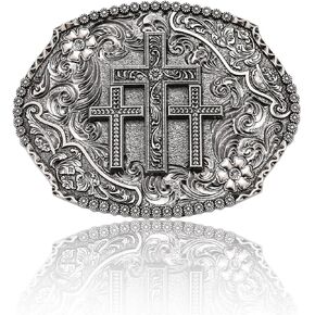 Western Religious Cross Faith Belt Buckle for Men Women, Vintage Rodeo Floral Cowboy Belt Buckles Gifts Halloween