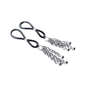 Non Pierced Nipple Nooses with Chain Tassel- Fake Nipple Dangle Stainless Steel - Intimate Jewelry