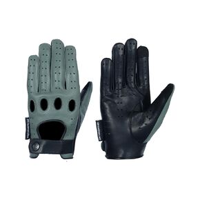 Gray Leather Designer Driving Gloves Reverse Stitched by Gladiator Polo (Large)