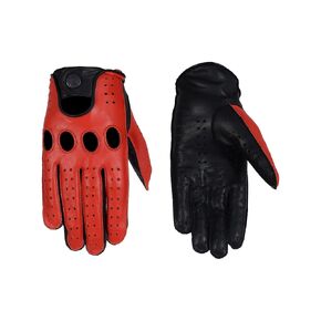 Red Leather Designer Driving Gloves Reverse Stitched by Gladiator Polo (2X-Large)