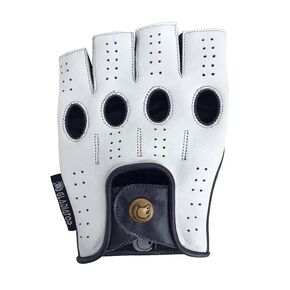 Designer Driving Gloves Fingerless White (Large)