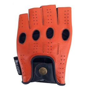 Designer Driving Gloves Fingerless Orange (X-Large)