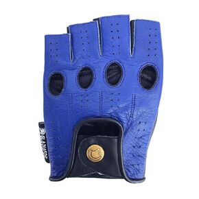 Blue Designer Driving Gloves Fingerless (Large)