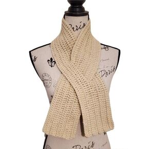 Solid Color Ribbed Texture Ribbon Scarf w/Keyhole Design