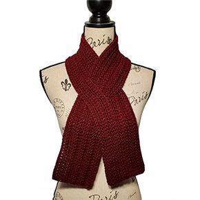 Solid Color Ribbed Texture Ribbon Scarf w/Keyhole Design