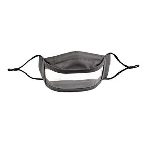 Black Clear Window Face Mask/Reusable/Cotton/Non-Toxic/American Made/Latex-free/No PVC or BPA/No Phthalate/Washable/Breathable/Unisex/See Through Transparent Mask/Large (Adult)