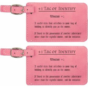 D&D Gifts Tag of Identify Funny Item Description Travel Gifts 2 pack Laser Engraved Leatherette Luggage Tags, dnd dungeons dragons (Black) in Saudi Arabia