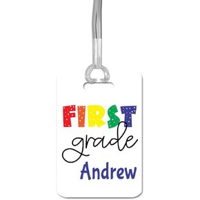 Personalized Backpack Name Tag for Kid Boys Girls - Custom Back to School Supplies with Grade (4th Grade)