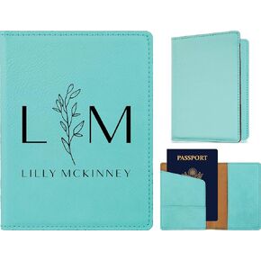 Personalized Engraved Passport Cover. Custom Passport Holder. Travel Gift. 5 Color Options. 9 Designs. (Dark Brown)