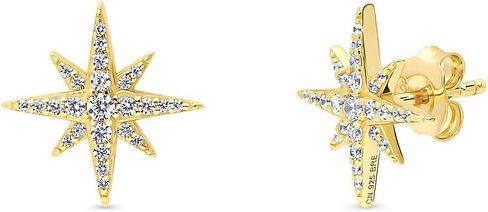 BERRICLE Sterling Silver North Star Cubic Zirconia CZ Necklace and Earrings Set for Women, Rhodium Plated, Sterling Silver Cubic Zirconia, Cubic Zirconia in Kuwait