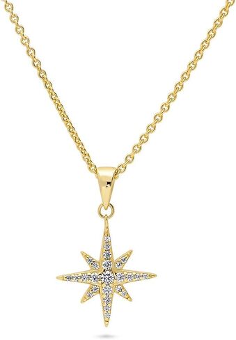 BERRICLE Sterling Silver North Star Cubic Zirconia CZ Necklace and Earrings Set for Women, Rhodium Plated, Sterling Silver Cubic Zirconia, Cubic Zirconia in Kuwait