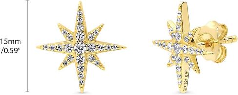 BERRICLE Sterling Silver North Star Cubic Zirconia CZ Necklace and Earrings Set for Women, Rhodium Plated, Sterling Silver Cubic Zirconia, Cubic Zirconia in Kuwait