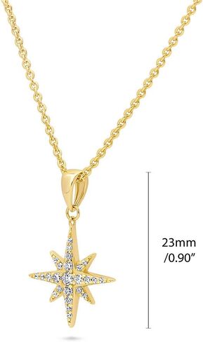 BERRICLE Sterling Silver North Star Cubic Zirconia CZ Necklace and Earrings Set for Women, Rhodium Plated, Sterling Silver Cubic Zirconia, Cubic Zirconia in Kuwait