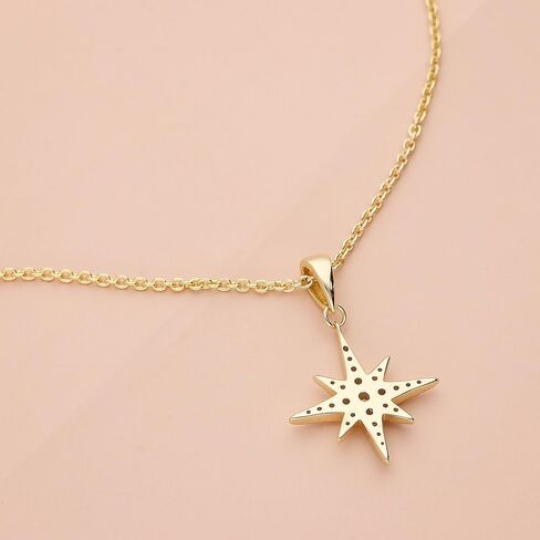 BERRICLE Sterling Silver North Star Cubic Zirconia CZ Necklace and Earrings Set for Women, Rhodium Plated, Sterling Silver Cubic Zirconia, Cubic Zirconia in Kuwait