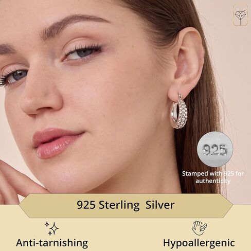 Lightweight Small Chunky Silver Hoop Earrings for Women | Nickel Free 925 Sterling Silver Hypoallergenic Earrings with Click Tops by MAX + STONE in Saudi Arabia