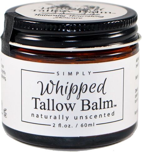 Handmade Whipped Tallow Balm, 100% Grass-fed Beef Tallow for Skin, Organic Jojoba Oil, All-Natural Tallow Face Moisturizer, Relief for Dry Skin, Eczema, Baby, All Skin Types - 2 oz (Simply Unscented) in Saudi Arabia