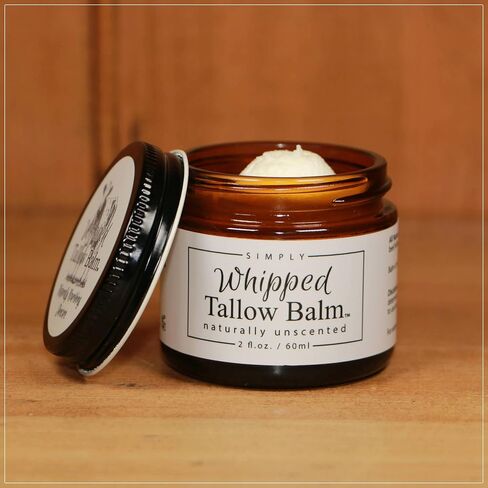 Handmade Whipped Tallow Balm, 100% Grass-fed Beef Tallow for Skin, Organic Jojoba Oil, All-Natural Tallow Face Moisturizer, Relief for Dry Skin, Eczema, Baby, All Skin Types - 2 oz (Simply Unscented) in Saudi Arabia