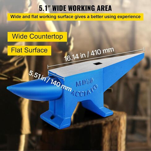 VEVOR Single Horn Anvil Cast Steel Anvil Blacksmith for Sale Forge Steel Tools with Round and Square Hole and Equipment Anvil Rugged Blacksmith Jewelers Durable and Robust Metal Working Tool 110Lbs in Saudi Arabia