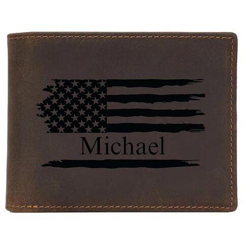 Personalized Wallet for Men, Custom RFID Leather Wallet, Engraved Genuine Leather Custom Wallet, Great Anniversary Gift For Him, Husband, Boyfriend, Men, Father, Dad, Grandpa, Wedding in Kuwait
