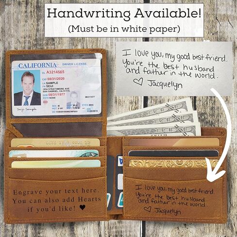 Personalized Wallet for Men, Custom RFID Leather Wallet, Engraved Genuine Leather Custom Wallet, Great Anniversary Gift For Him, Husband, Boyfriend, Men, Father, Dad, Grandpa, Wedding in Kuwait