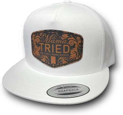 Mama Tried Ultra tooled look Flatbill hat (White) in Saudi Arabia