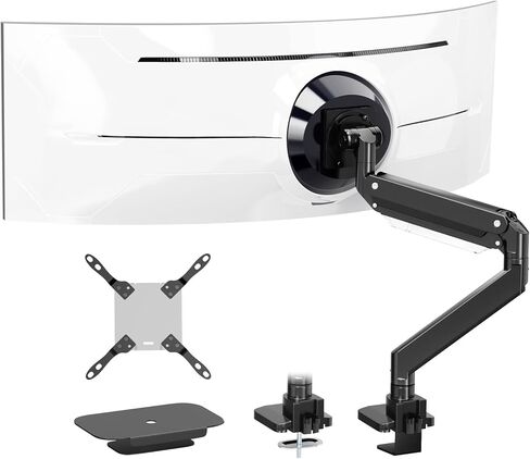 17-57 inch Ultrawide Monitor Arm - PUTORSEN, up to 59.4 lbs, Heavy Duty Monitor Arm for Flat/Curved Monitor and TV with VESA 75 * 75-200 * 200, with Steel Reinforcement Plate, White in Saudi Arabia