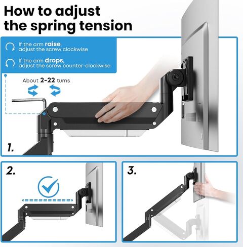 17-57 inch Ultrawide Monitor Arm - PUTORSEN, up to 59.4 lbs, Heavy Duty Monitor Arm for Flat/Curved Monitor and TV with VESA 75 * 75-200 * 200, with Steel Reinforcement Plate, White in Saudi Arabia