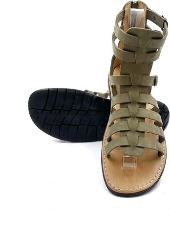 Khaki Gladiator Sandals for Men, Ancient Roman Gladiator Sandals form Genuine Leather, Handmade Mens Leather Sandals, Mens Gladiators Khaki (10) in Saudi Arabia