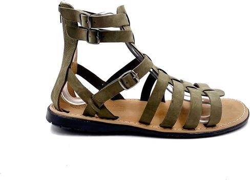 Khaki Gladiator Sandals for Men, Ancient Roman Gladiator Sandals form Genuine Leather, Handmade Mens Leather Sandals, Mens Gladiators Khaki (10) in Saudi Arabia