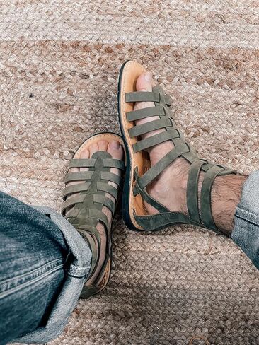 Khaki Gladiator Sandals for Men, Ancient Roman Gladiator Sandals form Genuine Leather, Handmade Mens Leather Sandals, Mens Gladiators Khaki (10) in Saudi Arabia