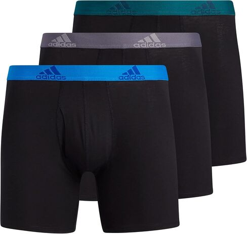 adidas Men's Performance Stretch Cotton Boxer Brief Underwear (3-Pack) Designed for Active Comfort and All Day wear, Team Royal Blue/Onix Grey/Legend Ink Blue, Small in Saudi Arabia