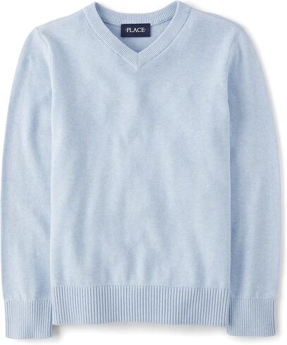 The Children's Place Boys' Long Sleeve V-Neck Sweater, Mellow Aqua, Medium in Saudi Arabia