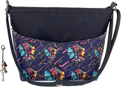 Bride of FRANKENSTEIN Handbag w/Adjustable Strap & Bag Charm - Cotton - Classic Horror Movie Universal Monsters Gothic Halloween Dark Style in Saudi Arabia