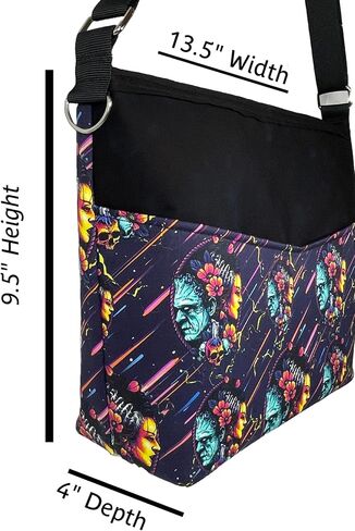Bride of FRANKENSTEIN Handbag w/Adjustable Strap & Bag Charm - Cotton - Classic Horror Movie Universal Monsters Gothic Halloween Dark Style in Saudi Arabia
